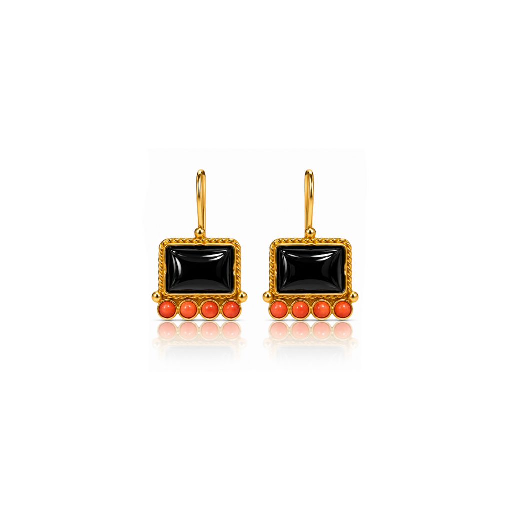 Pendientes Ginebra Negro y Coral