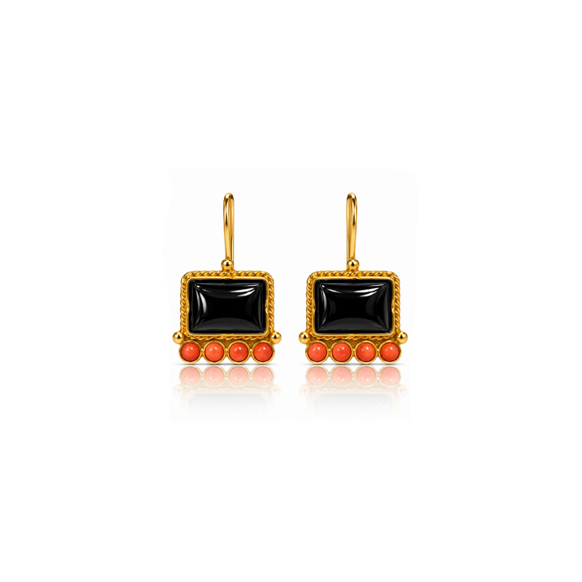 Pendientes Ginebra Negro y Coral