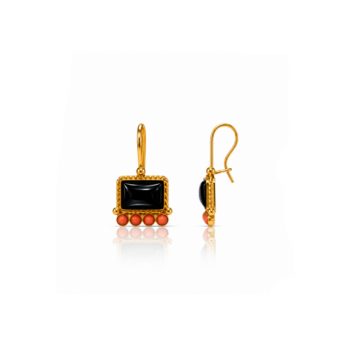Pendientes Ginebra Negro y Coral