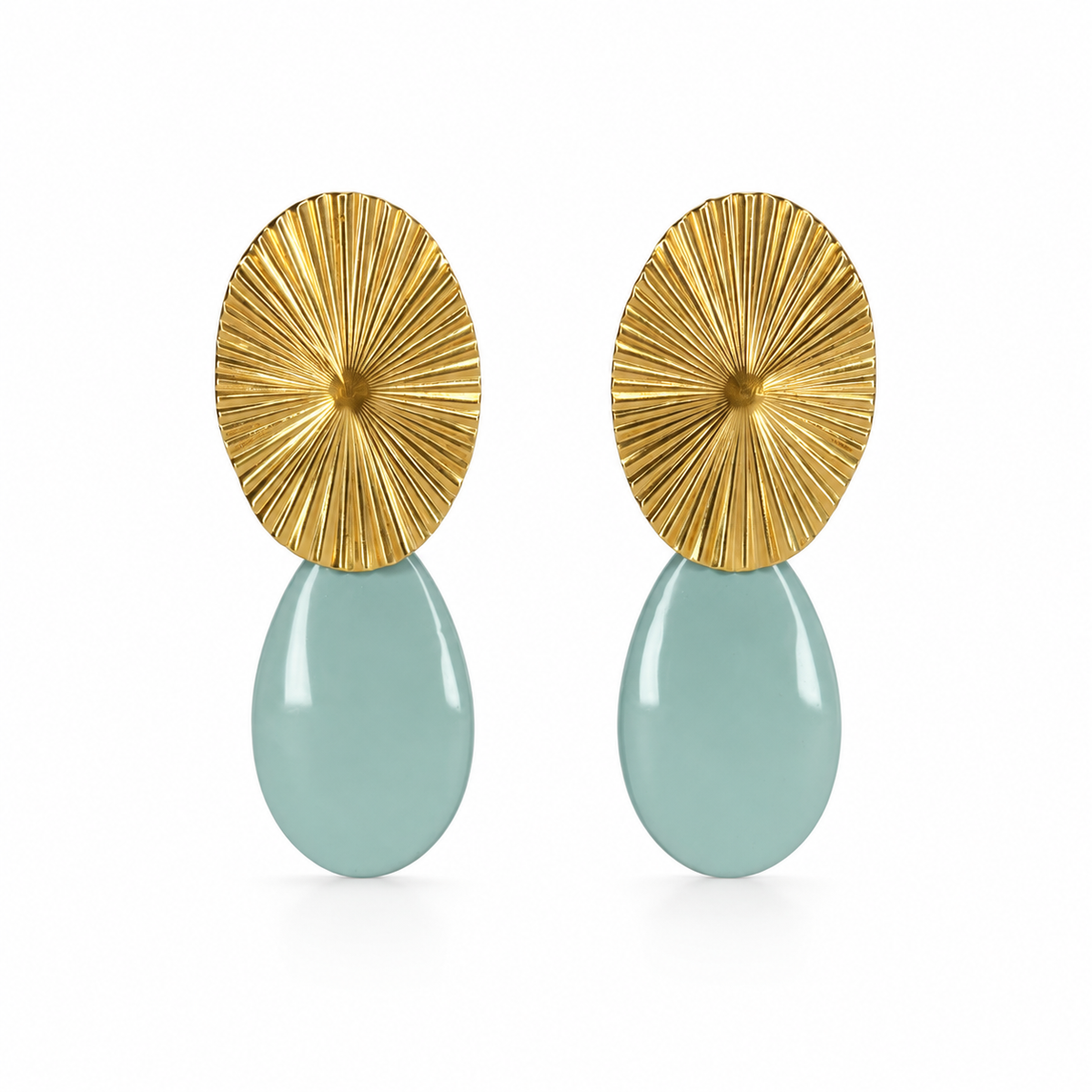 Pendientes Ovalo dorado y lagrima color