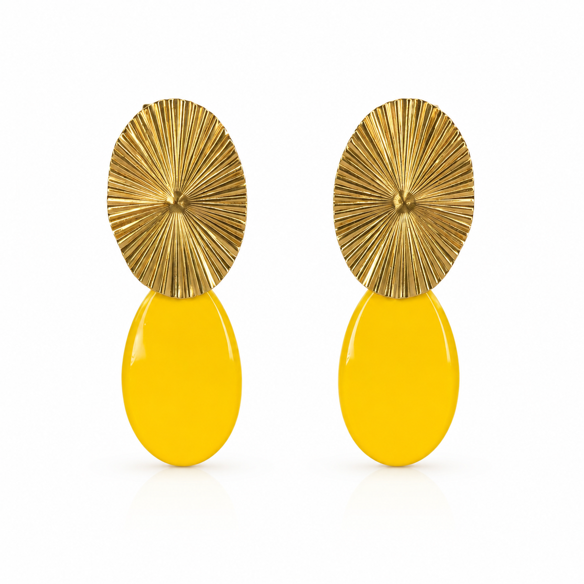Pendientes Ovalo dorado y lagrima color