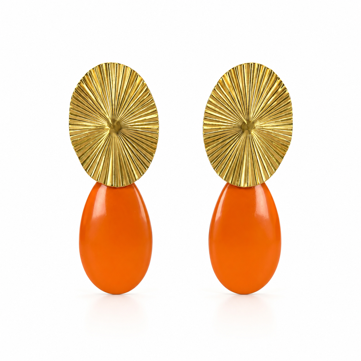 Pendientes Ovalo dorado y lagrima color