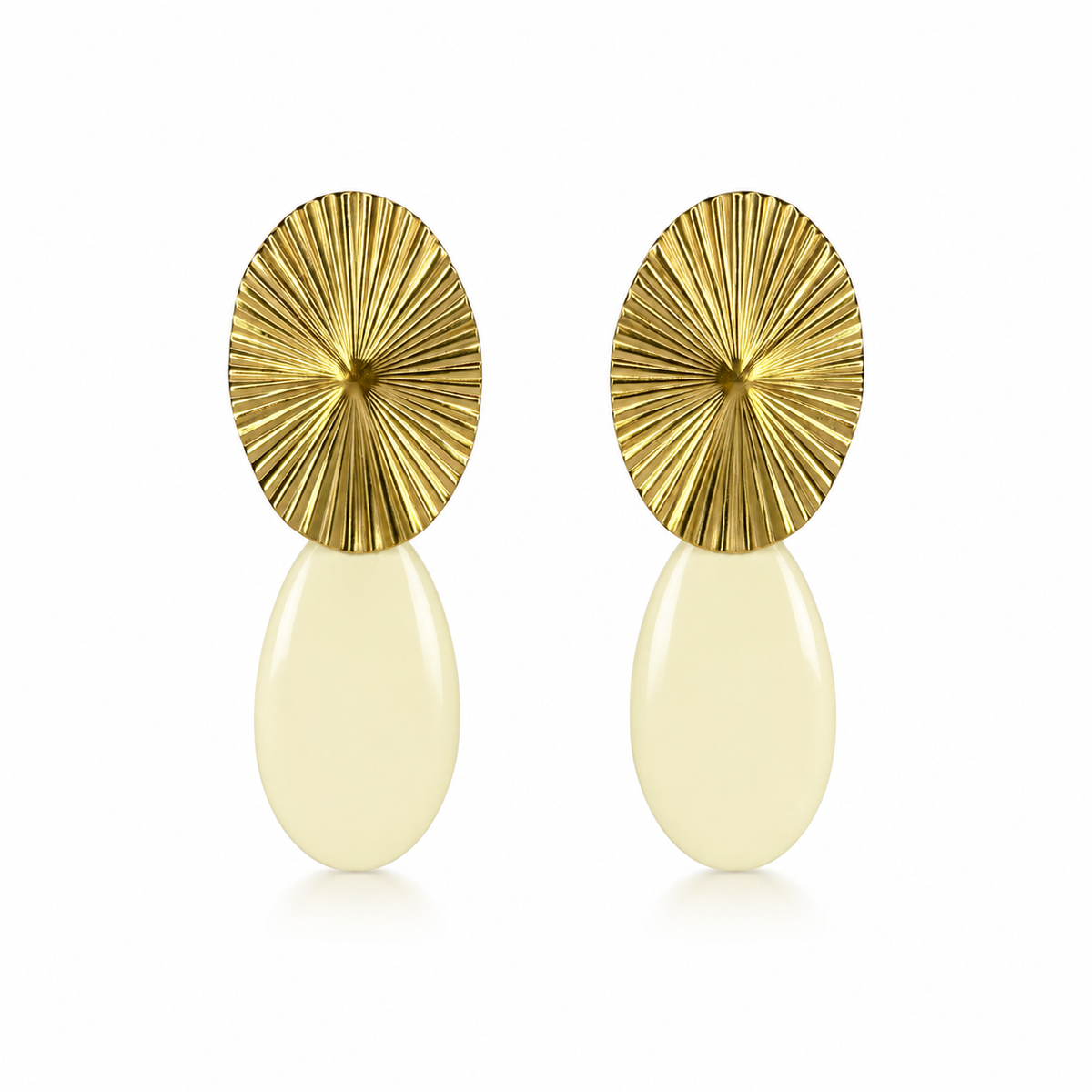 Pendientes Ovalo dorado y lagrima color