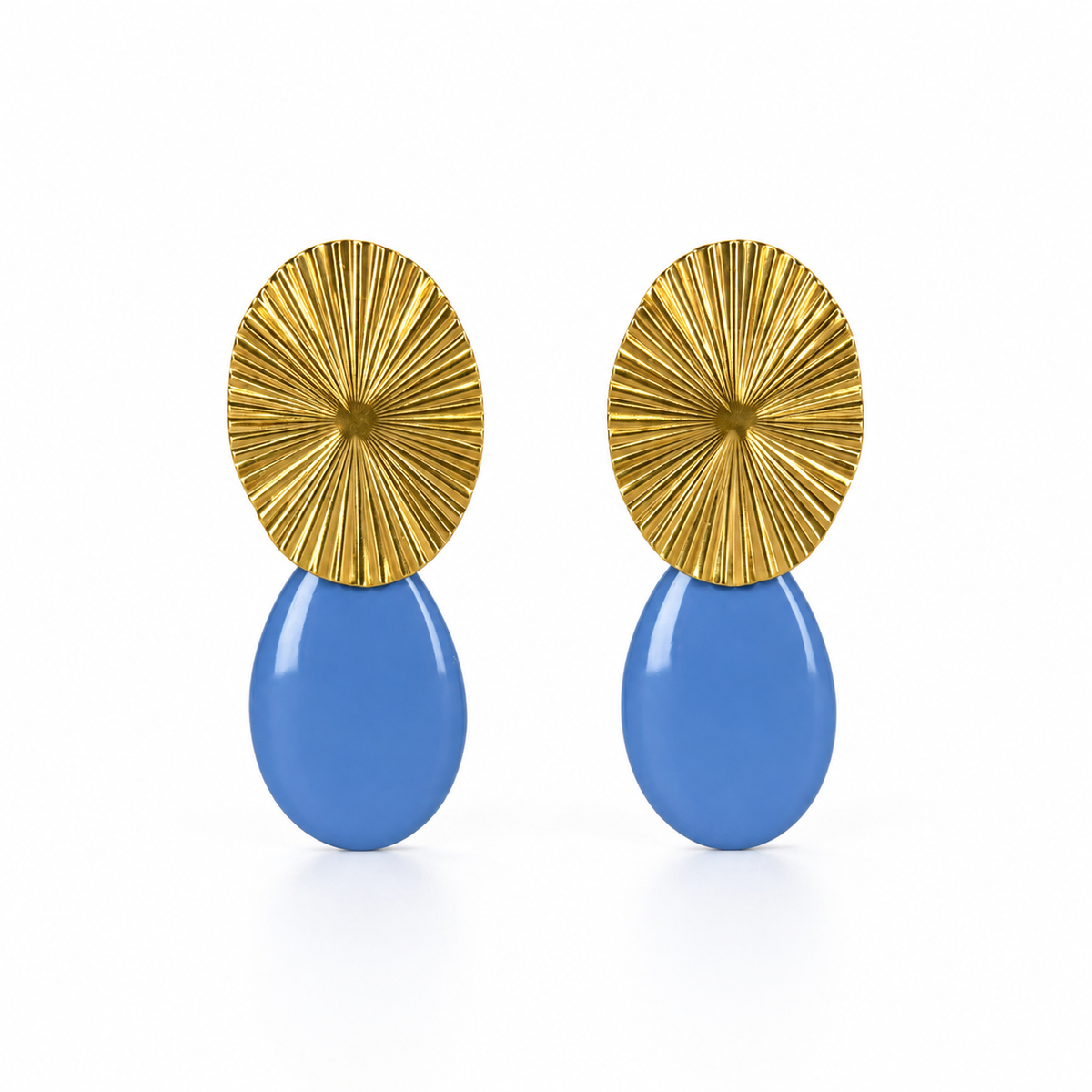 Pendientes Ovalo dorado y lagrima color