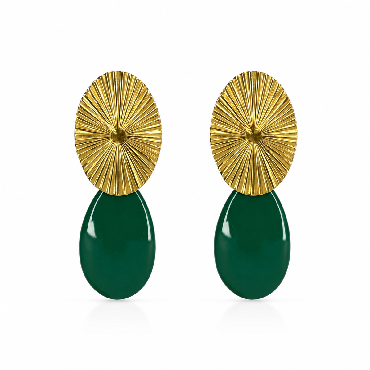 Pendientes Ovalo dorado y lagrima color