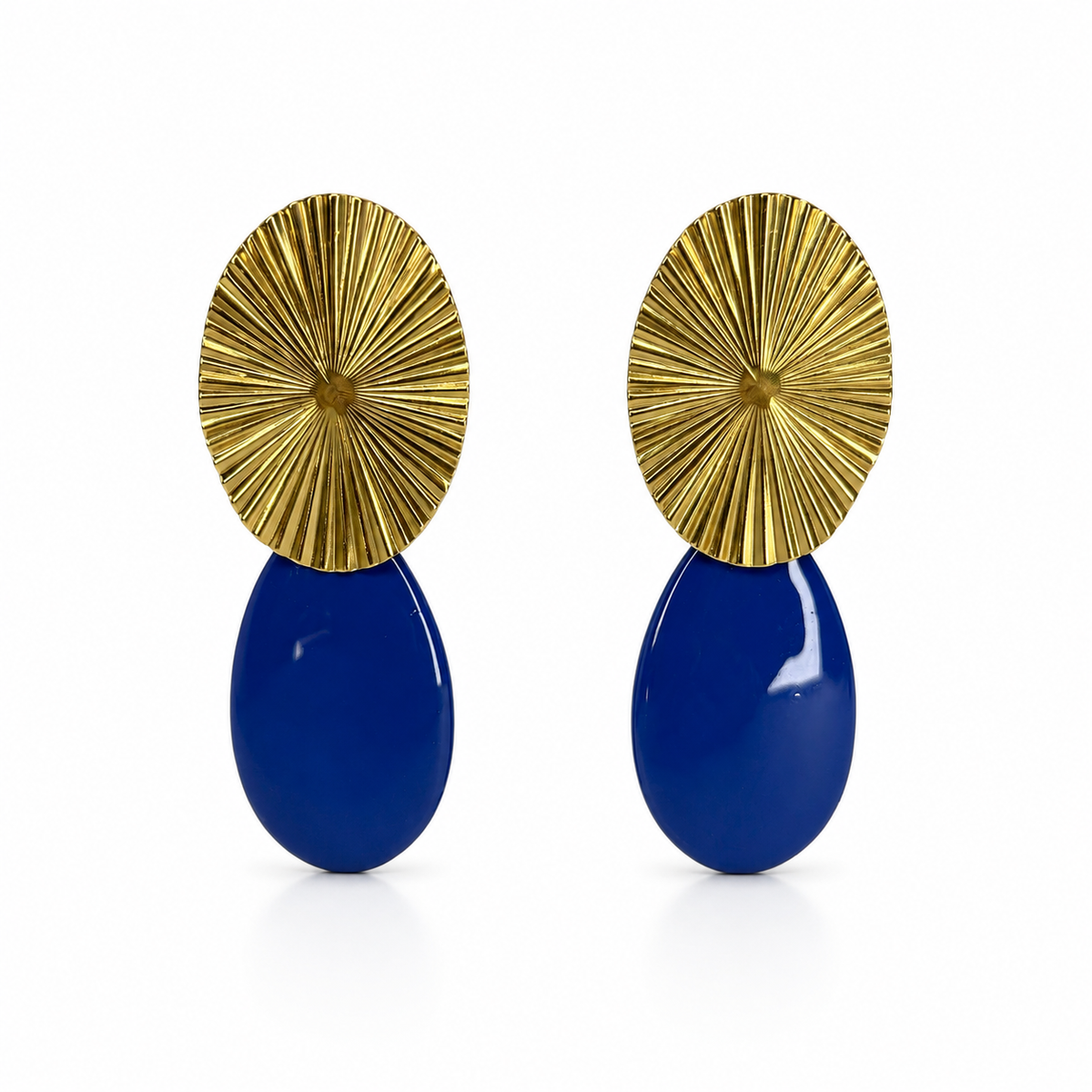 Pendientes Ovalo dorado y lagrima color