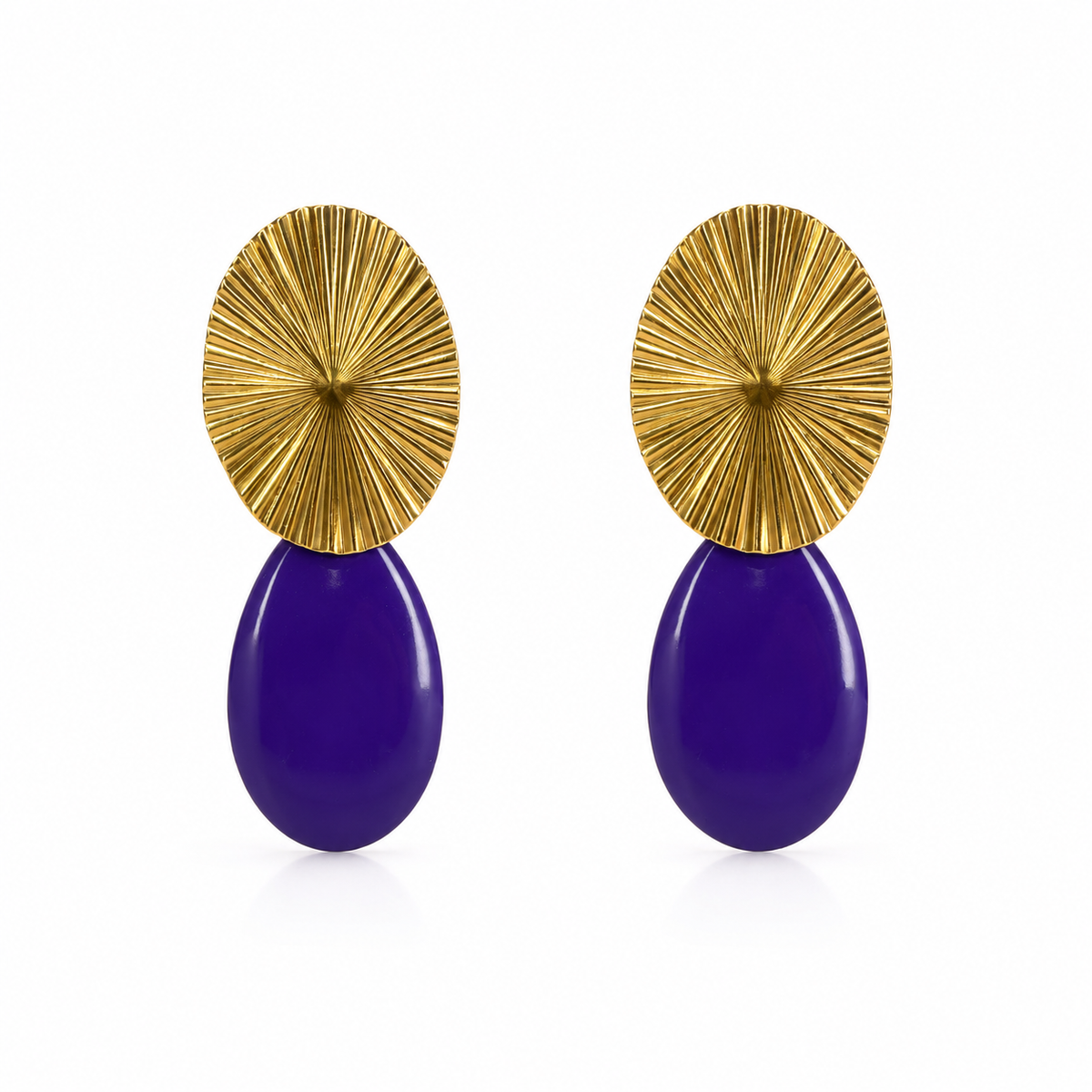 Pendientes Ovalo dorado y lagrima color