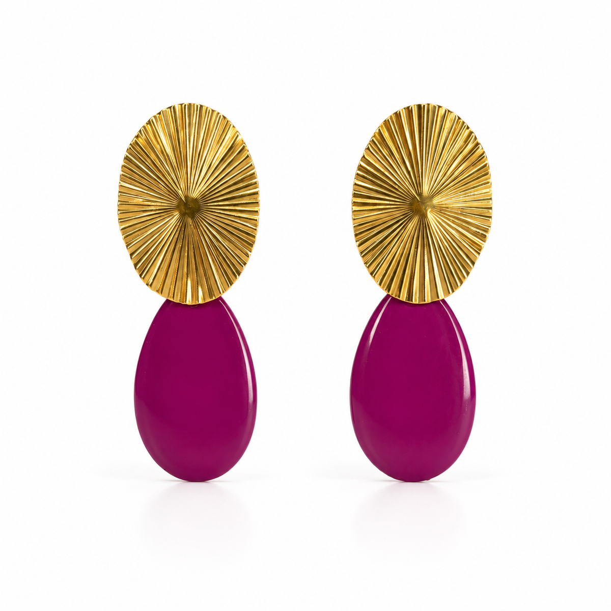 Pendientes Ovalo dorado y lagrima color