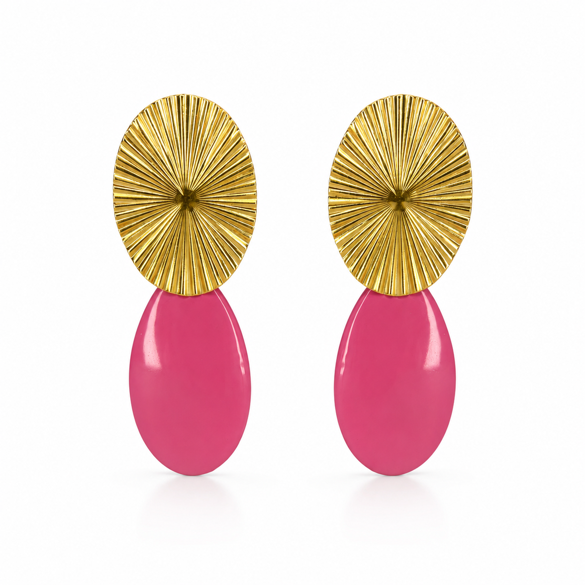 Pendientes Ovalo dorado y lagrima color