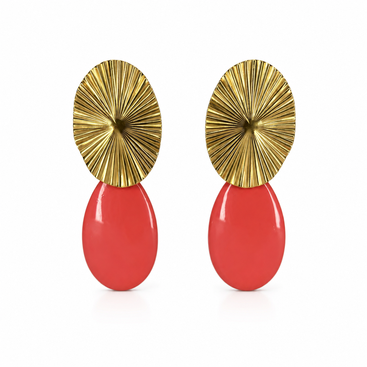 Pendientes Ovalo dorado y lagrima color