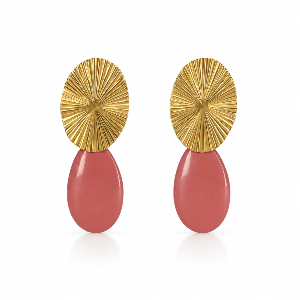 Pendientes Ovalo dorado y lagrima color