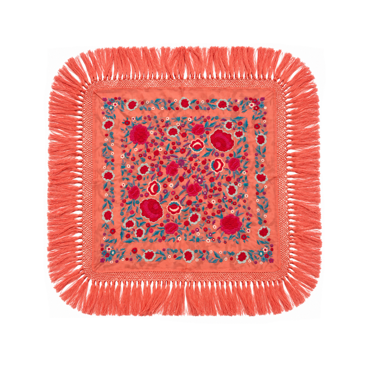 Mantoncillo de Flamenca Taj Mahal Coral – Cuadrado