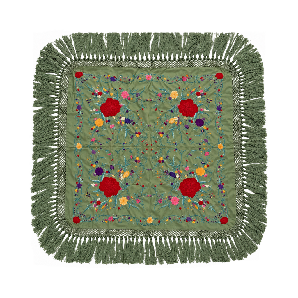 Mantoncillo de Flamenca Rosario Verde Jabonoso – Cuadrado
