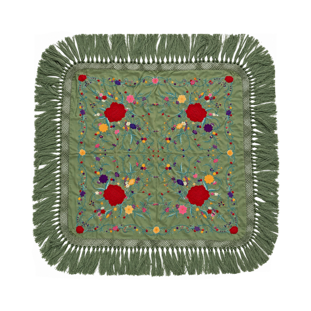 Mantoncillo de Flamenca Rosario Verde Jabonoso – Cuadrado