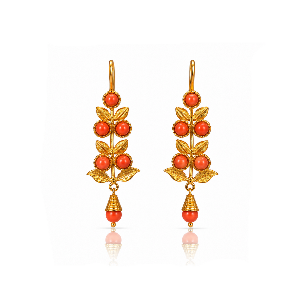 Pendientes Olivia Coral y Dorado