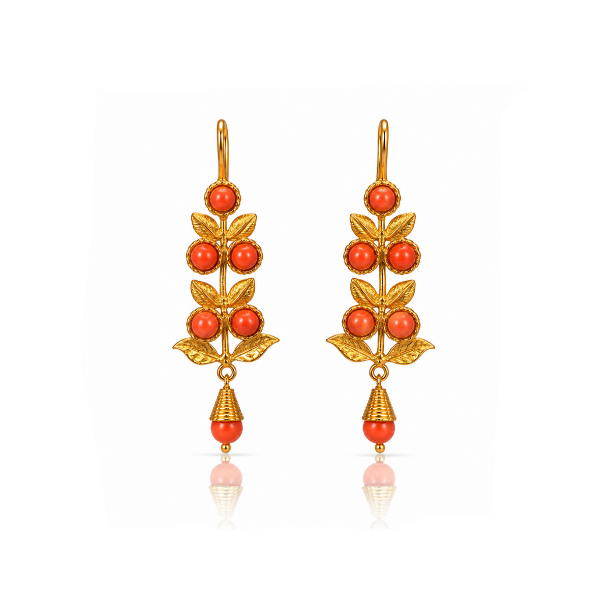 Pendientes Olivia Coral y Dorado