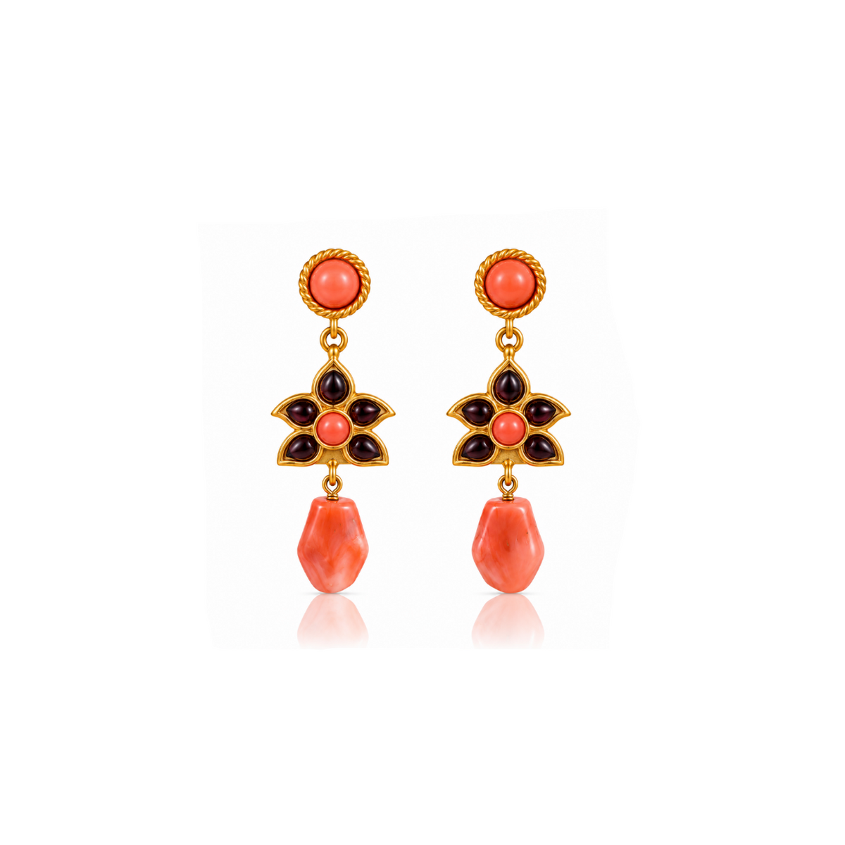 Pendientes Jazmín Coral y Negro