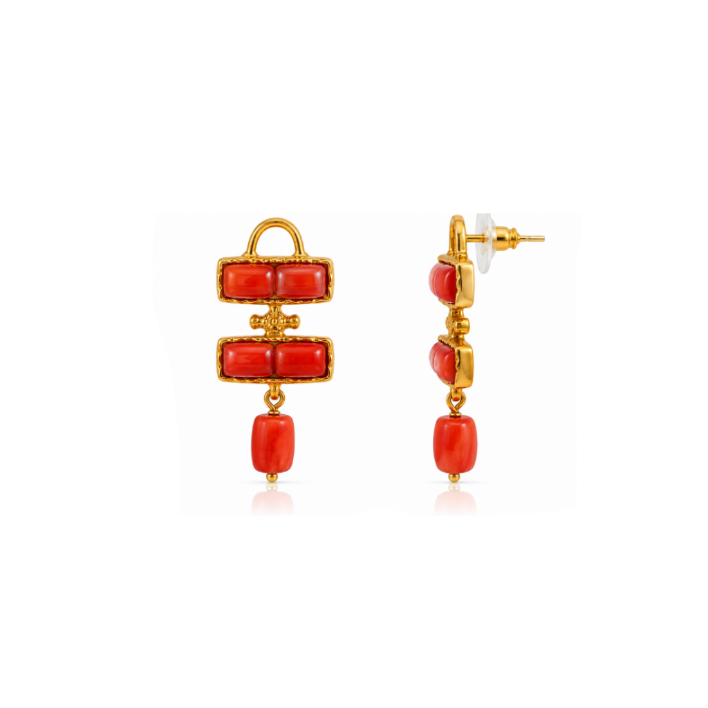 Pendientes Helena Coral y Dorado