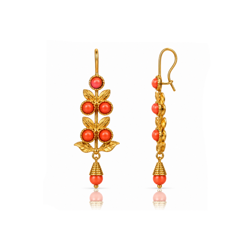Pendientes Olivia Coral y Dorado