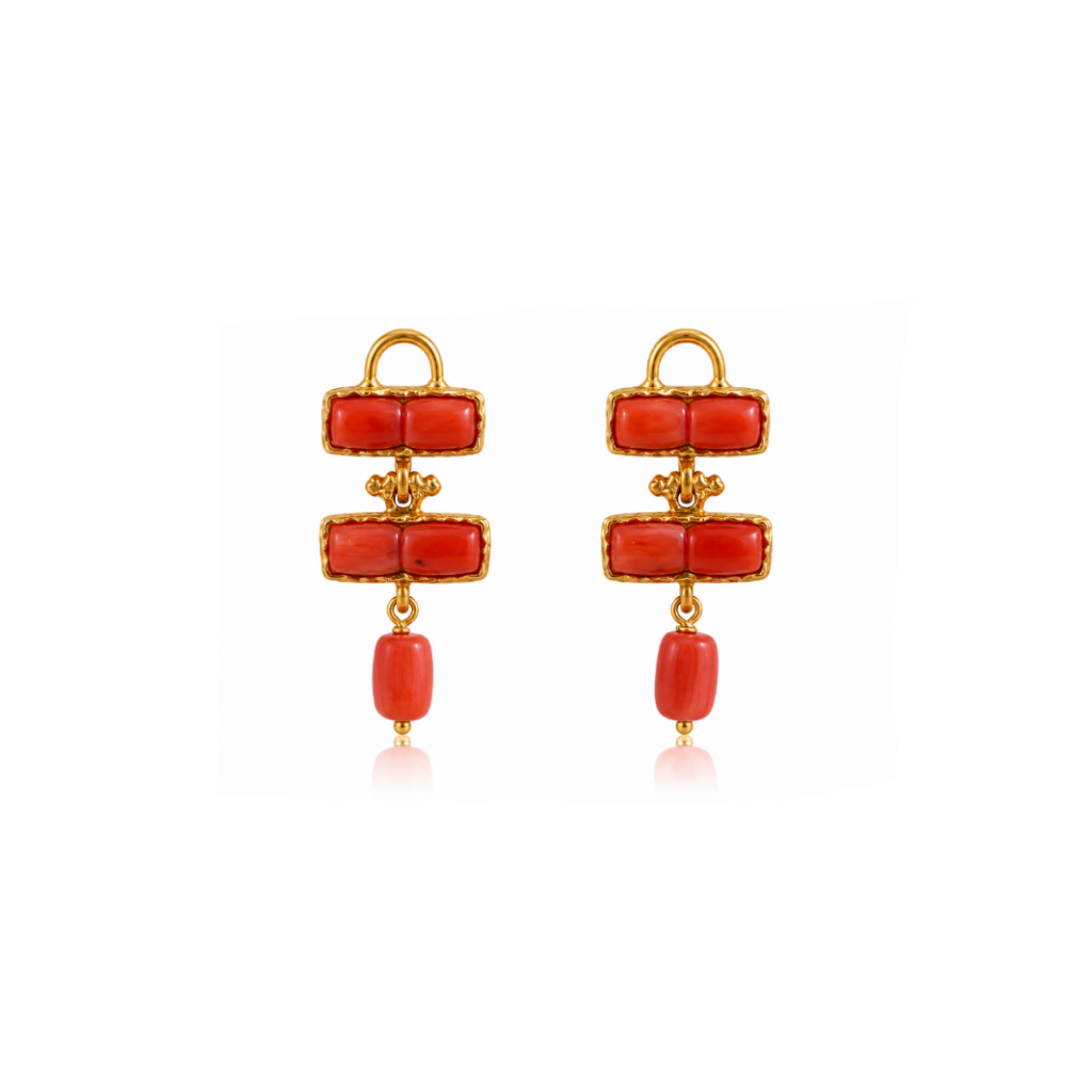 Pendientes Helena Coral y Dorado
