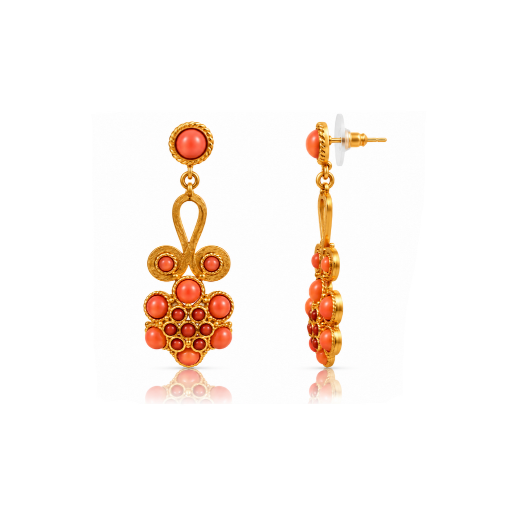 Pendientes Victoria Coral y Dorado