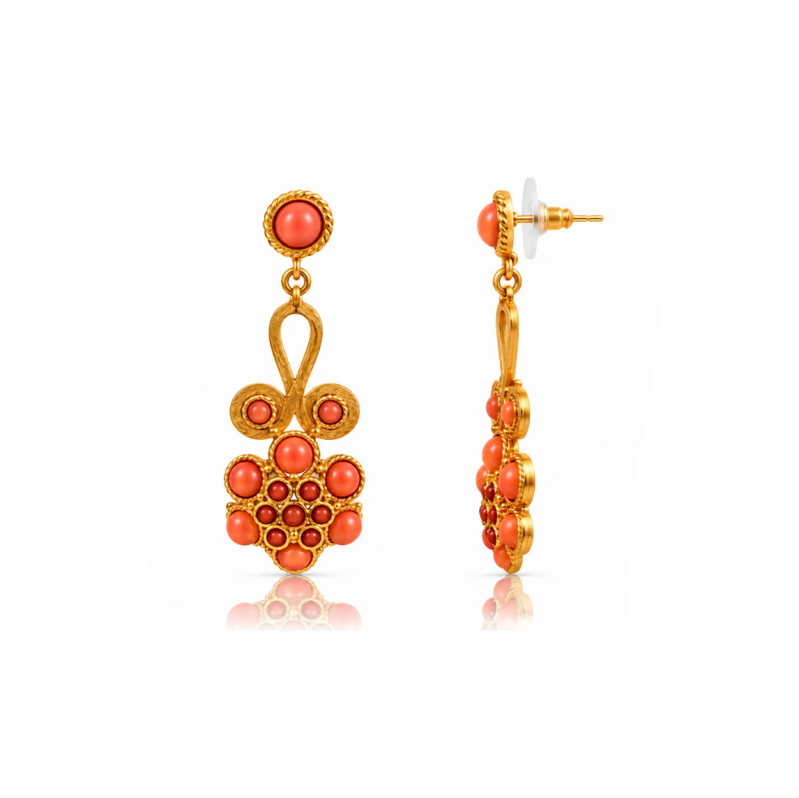 Pendientes Victoria Coral y Dorado