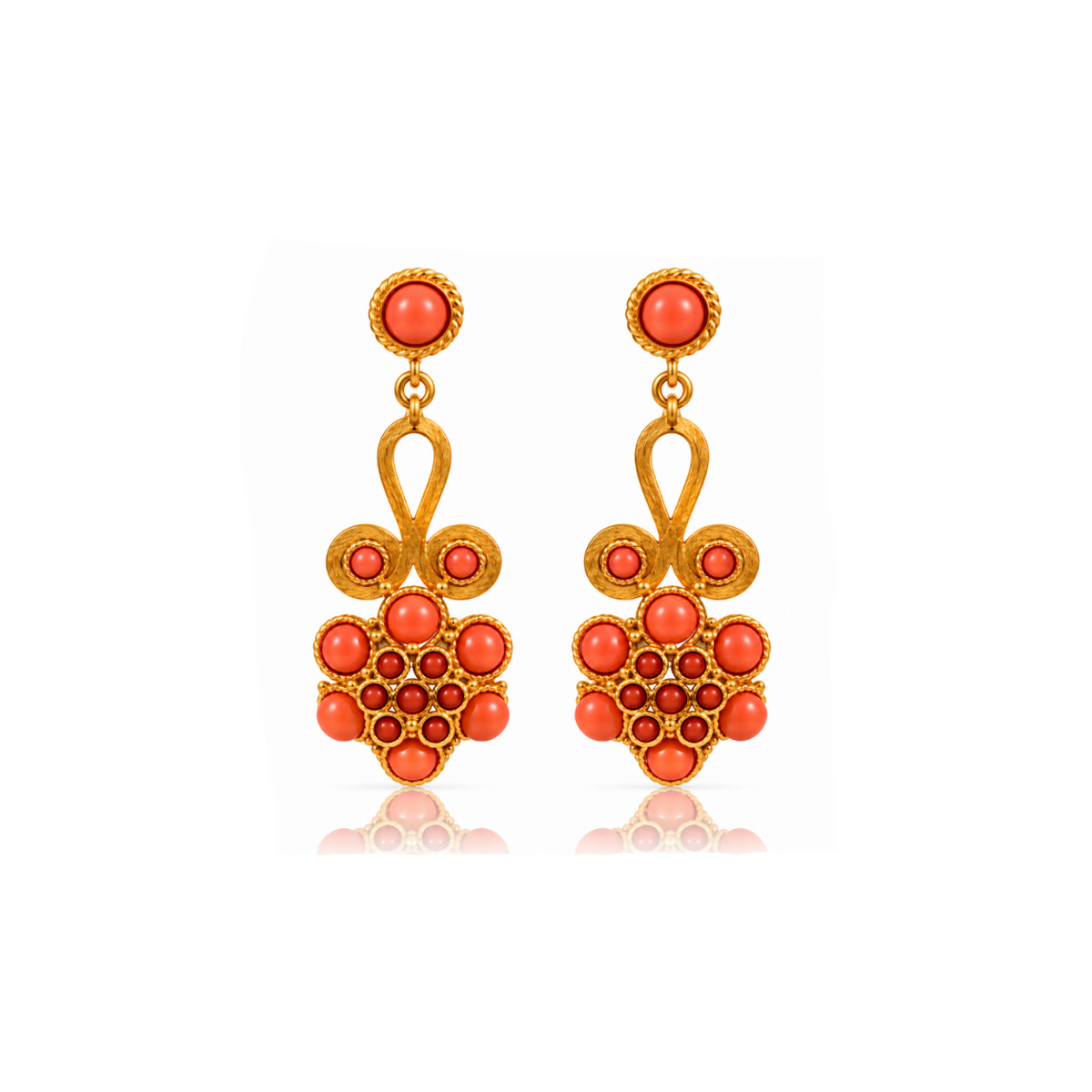 Pendientes Victoria Coral y Dorado