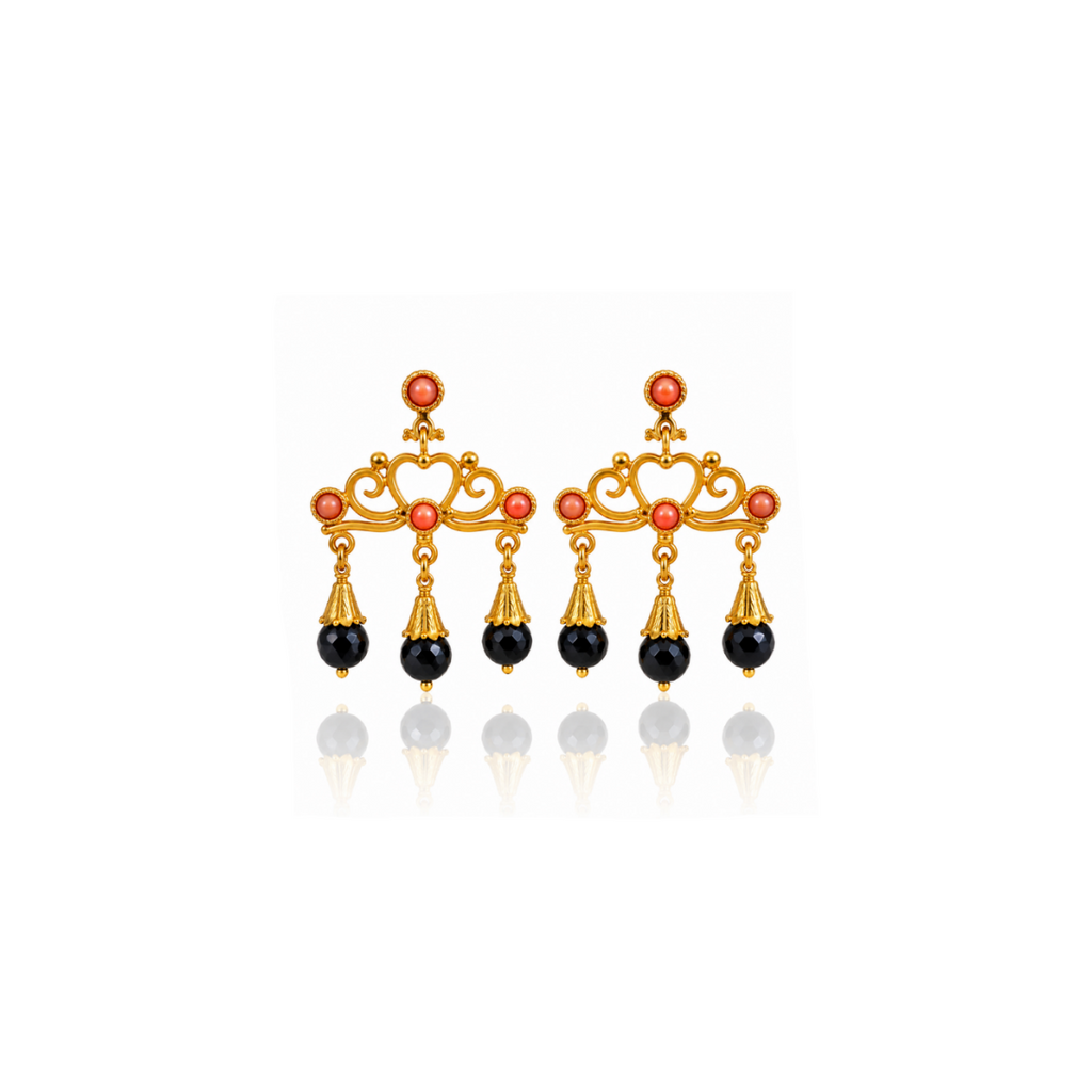 Pendientes Leonor Dorados con Coral