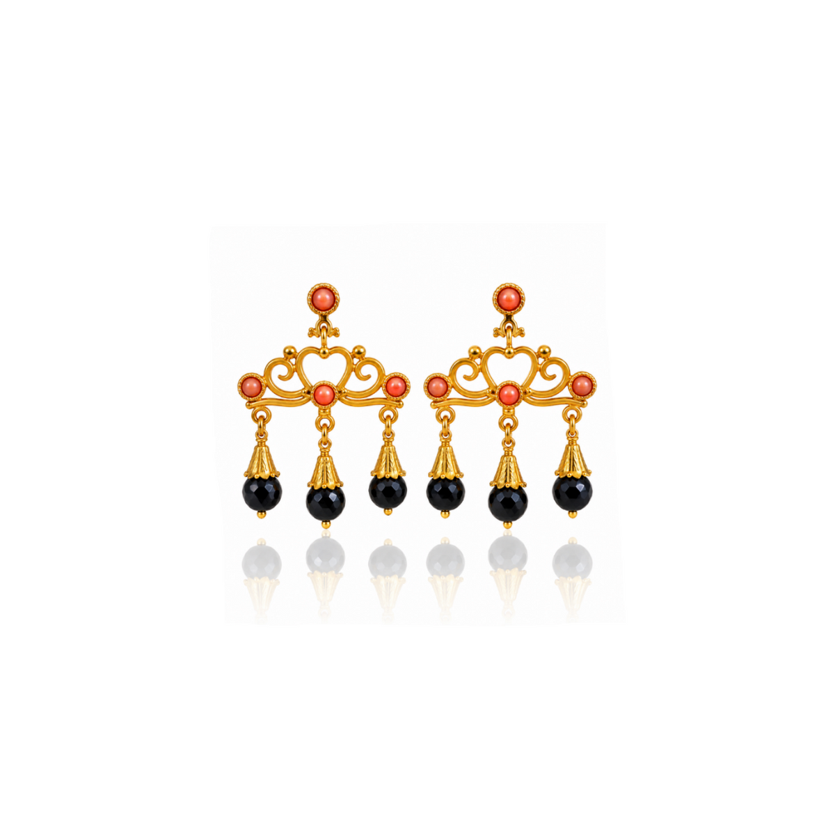 Pendientes Leonor Dorados con Coral