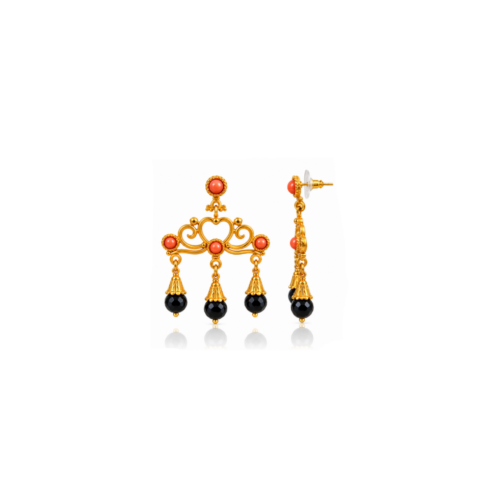Pendientes Leonor Dorados con Coral