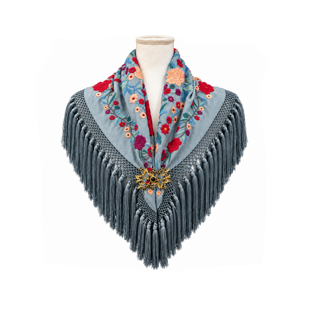 Mantoncillo de Flamenca Taj Mahal Gris – Cuadrado