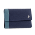 Cartera pequeña de mujer de piel bicolor azul