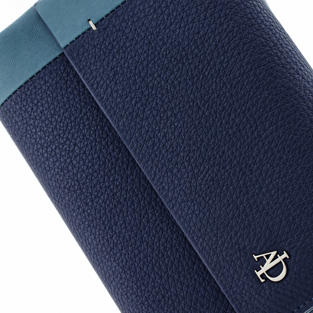 Cartera pequeña de mujer de piel bicolor azul