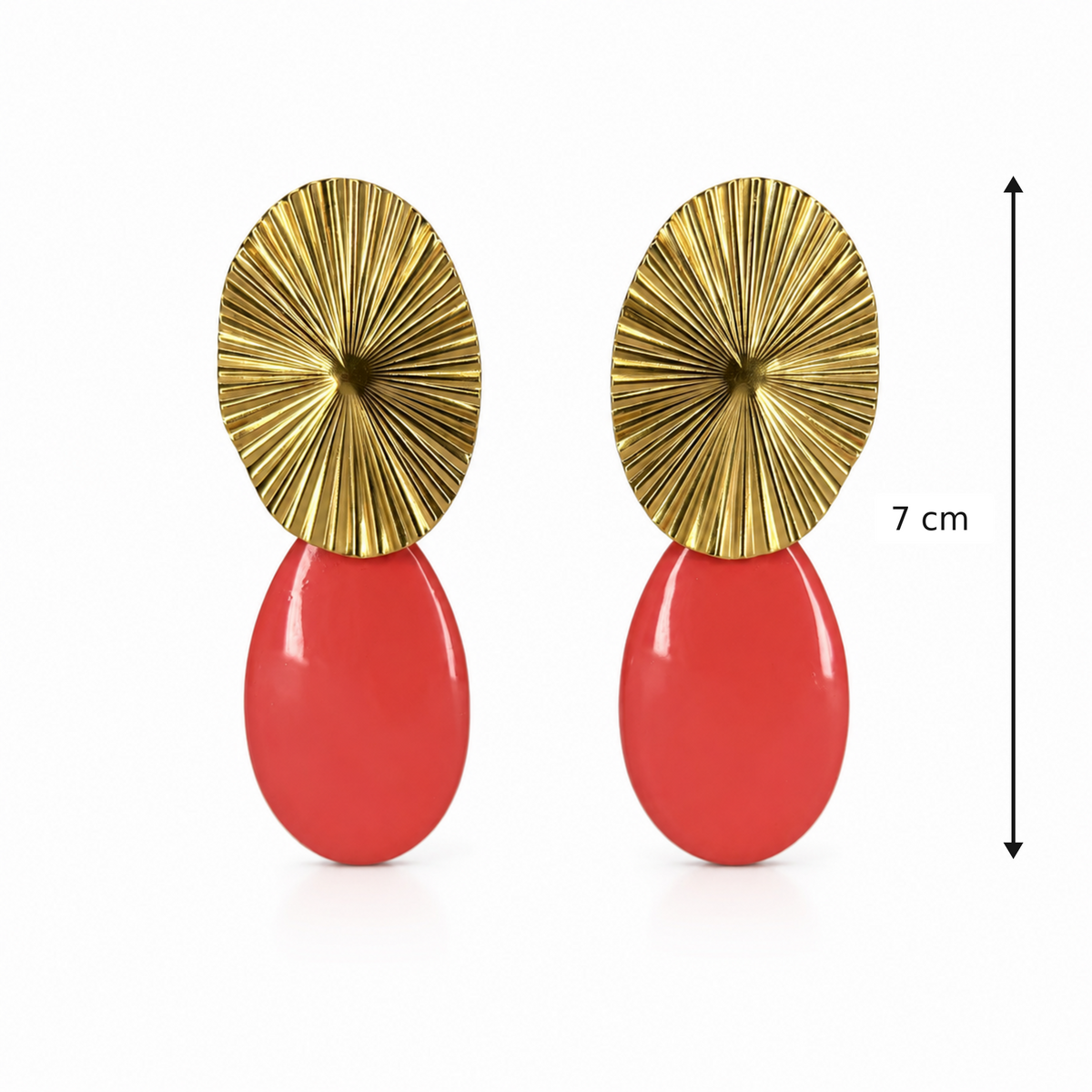 Pendientes Ovalo dorado y lagrima color